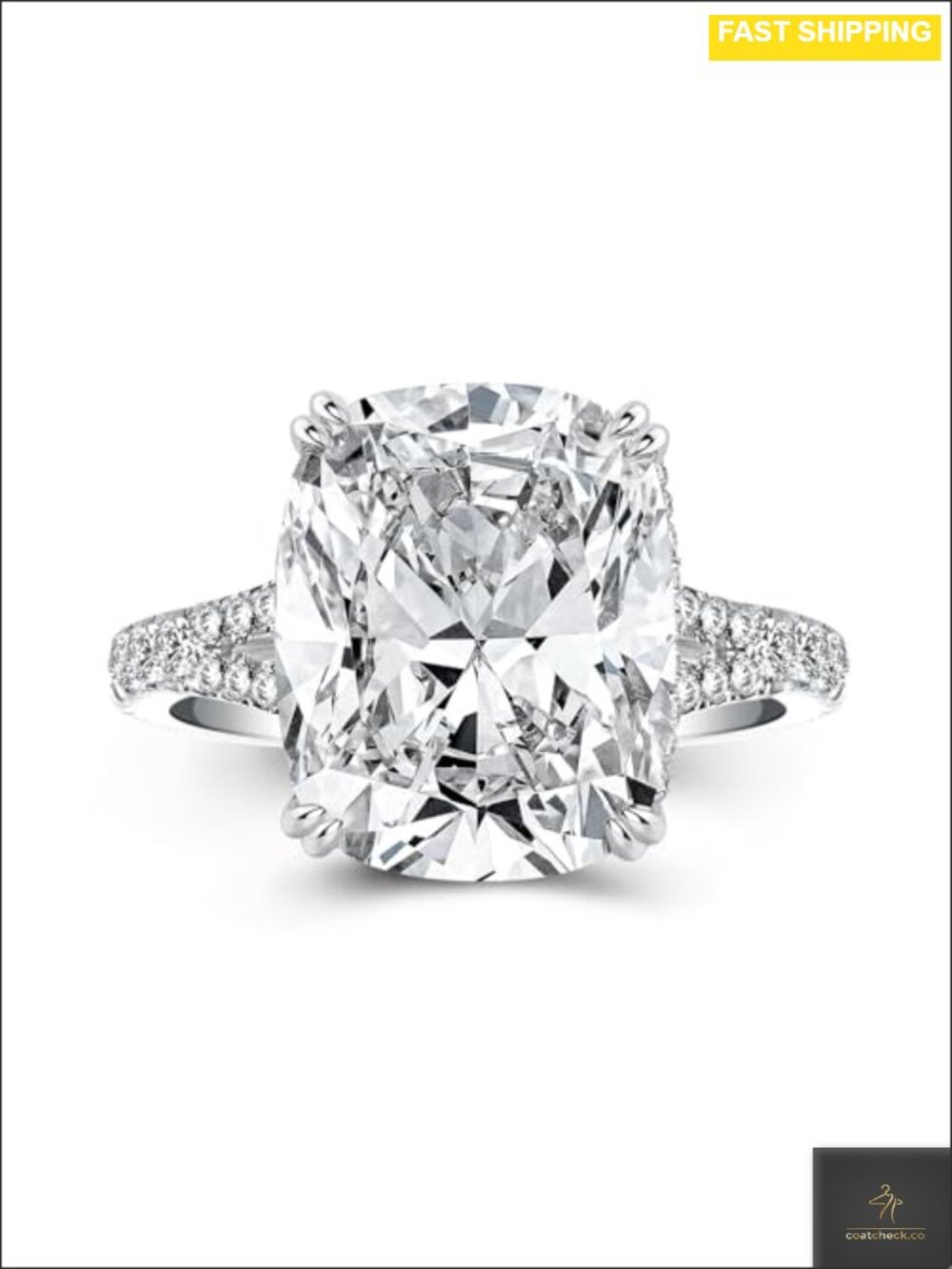 4.5CT Cushion Cut Cubic Zirconia 925 Sterling Silver Promise Ring Size 6.5